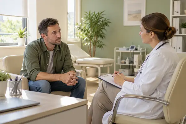 мужчина на приеме у врача нарколога